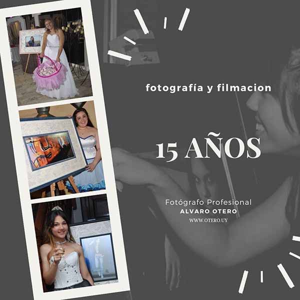 Quinceañera posando con amigas durante su fiesta de 15 en Uruguay