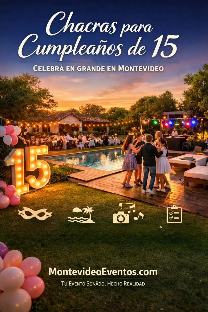 Chacras para cumpleaños de 15 en Montevideo: espacios verdes, recepción y fiesta con sectores de fotos y pista