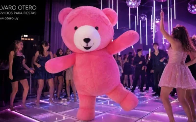 Paquetes de entretenimiento para fiestas de 15 en Montevideo: osos gigantes, Mirror Man, Robot LED y pista LED