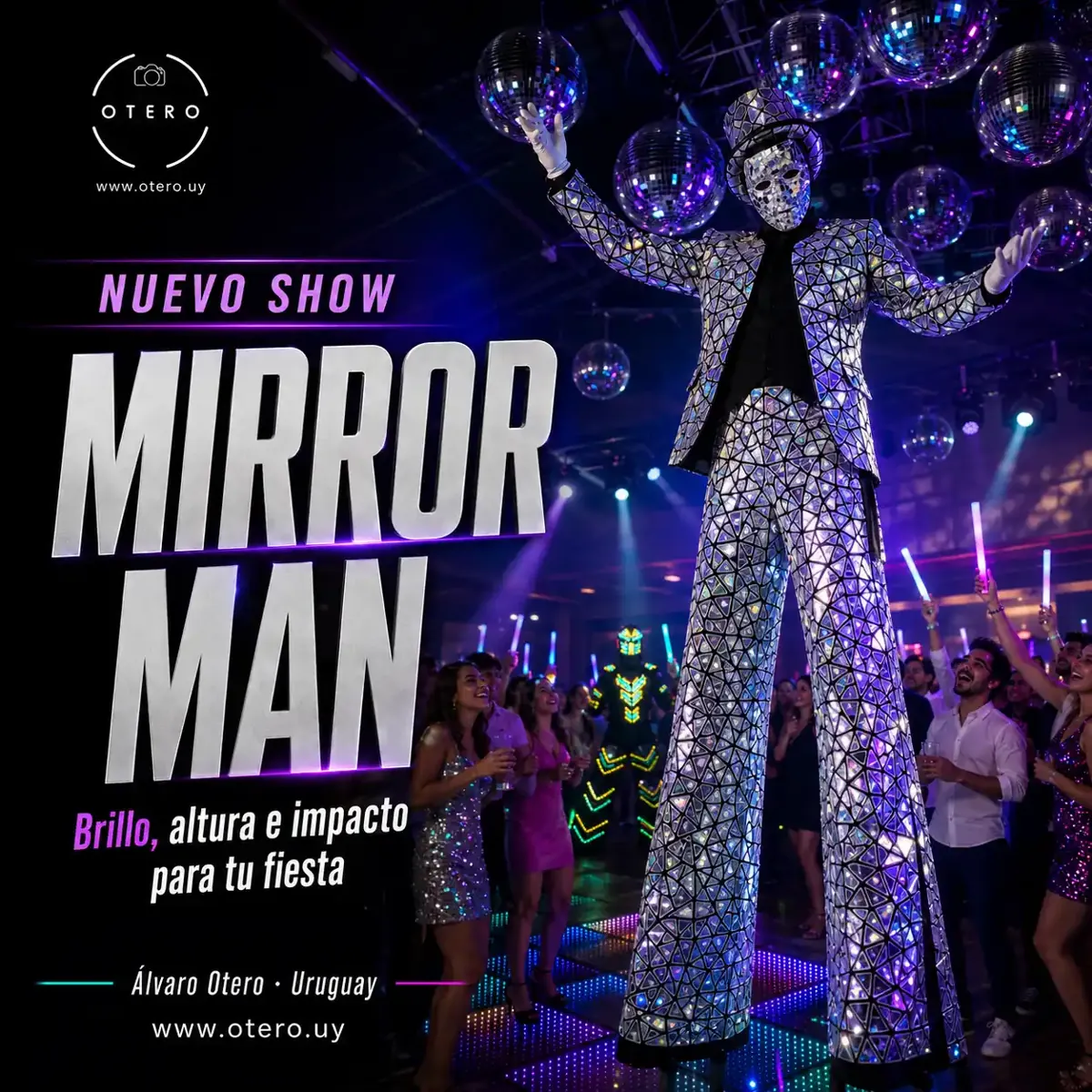 mirror man-02 Show de Mirror Man y Robot LED para fiestas en Uruguay de Álvaro Otero